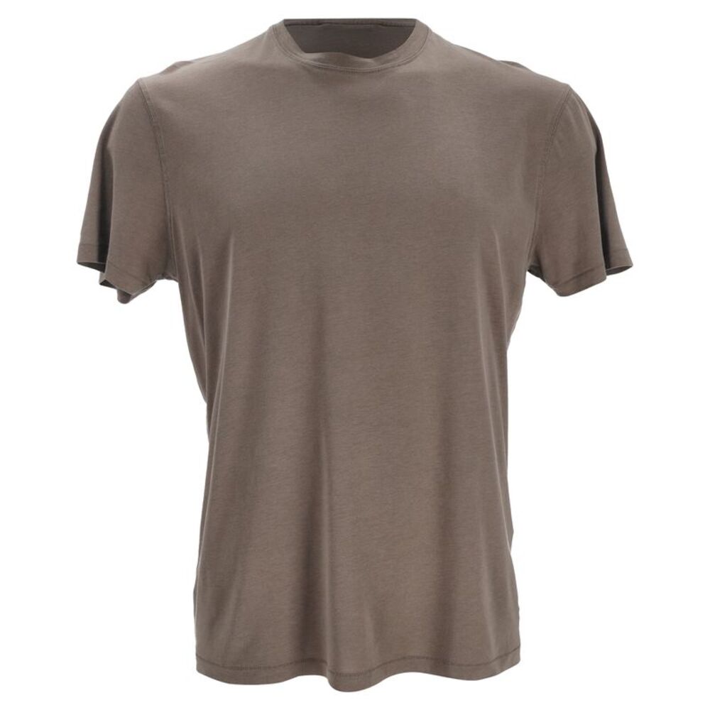 Tom Ford Initials Embroidered Crewneck T-Shirt in Beige Lyocell